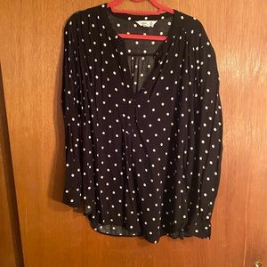 Black with White Polka Dot Tunic Blouse